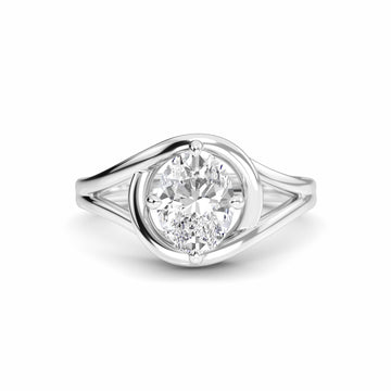 White Diamond Solitaire Split Shank Engagement Ring - Arianna