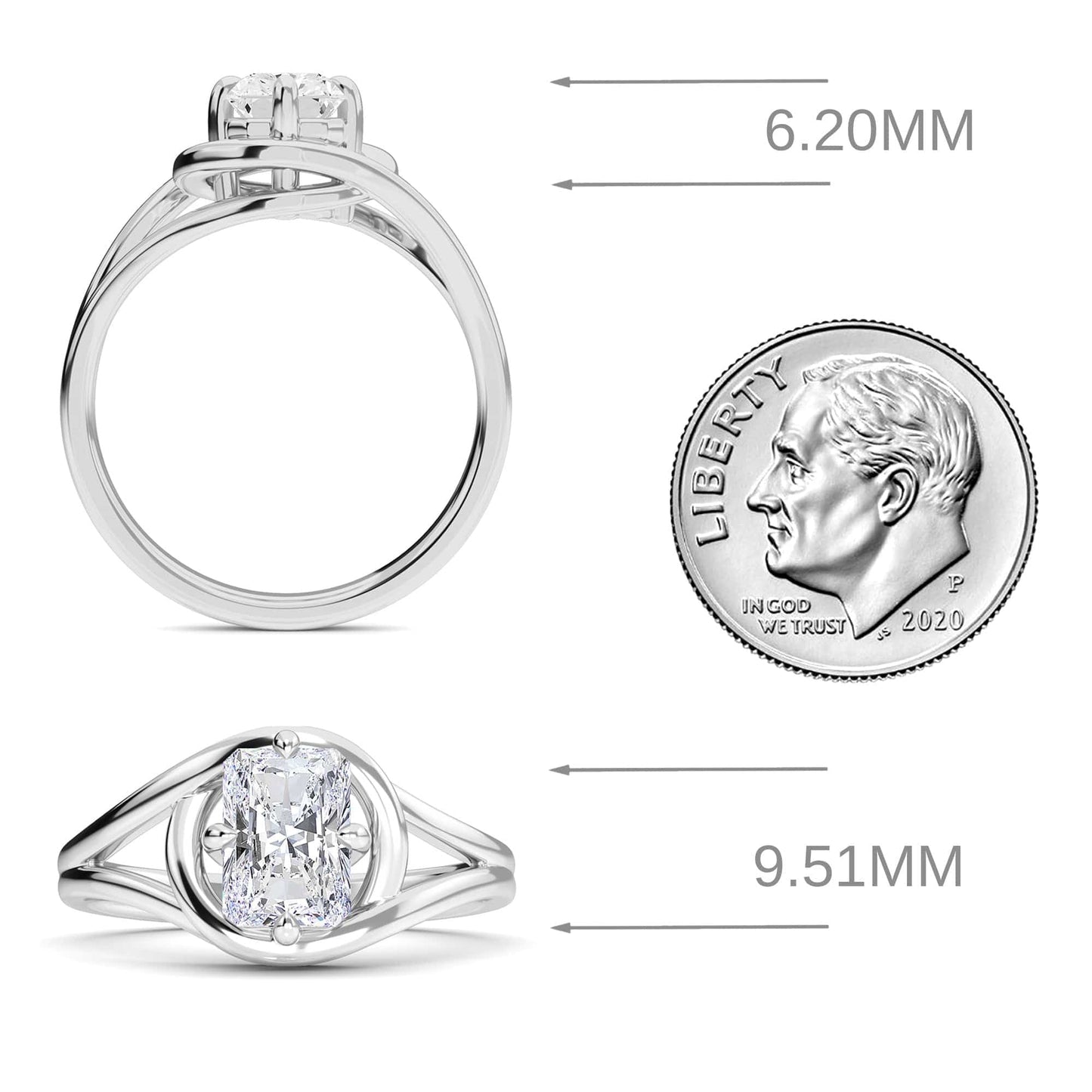 White Diamond Solitaire Split Shank Engagement Ring - Arianna