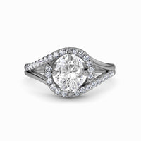 White Diamond Split Shanke Twisting Halo Pave-Set Accented Engagement Ring - Lucy