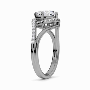 White Diamond Split Shanke Twisting Halo Pave-Set Accented Engagement Ring - Lucy