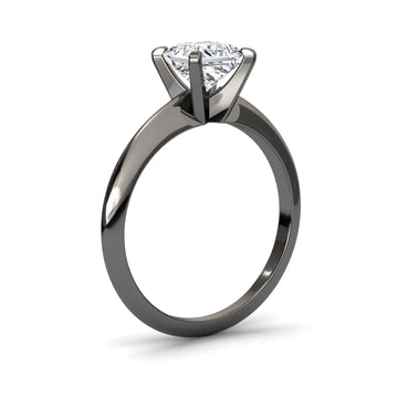 White Diamond Knife Edge Solitaire Engagement Ring - Peizhi
