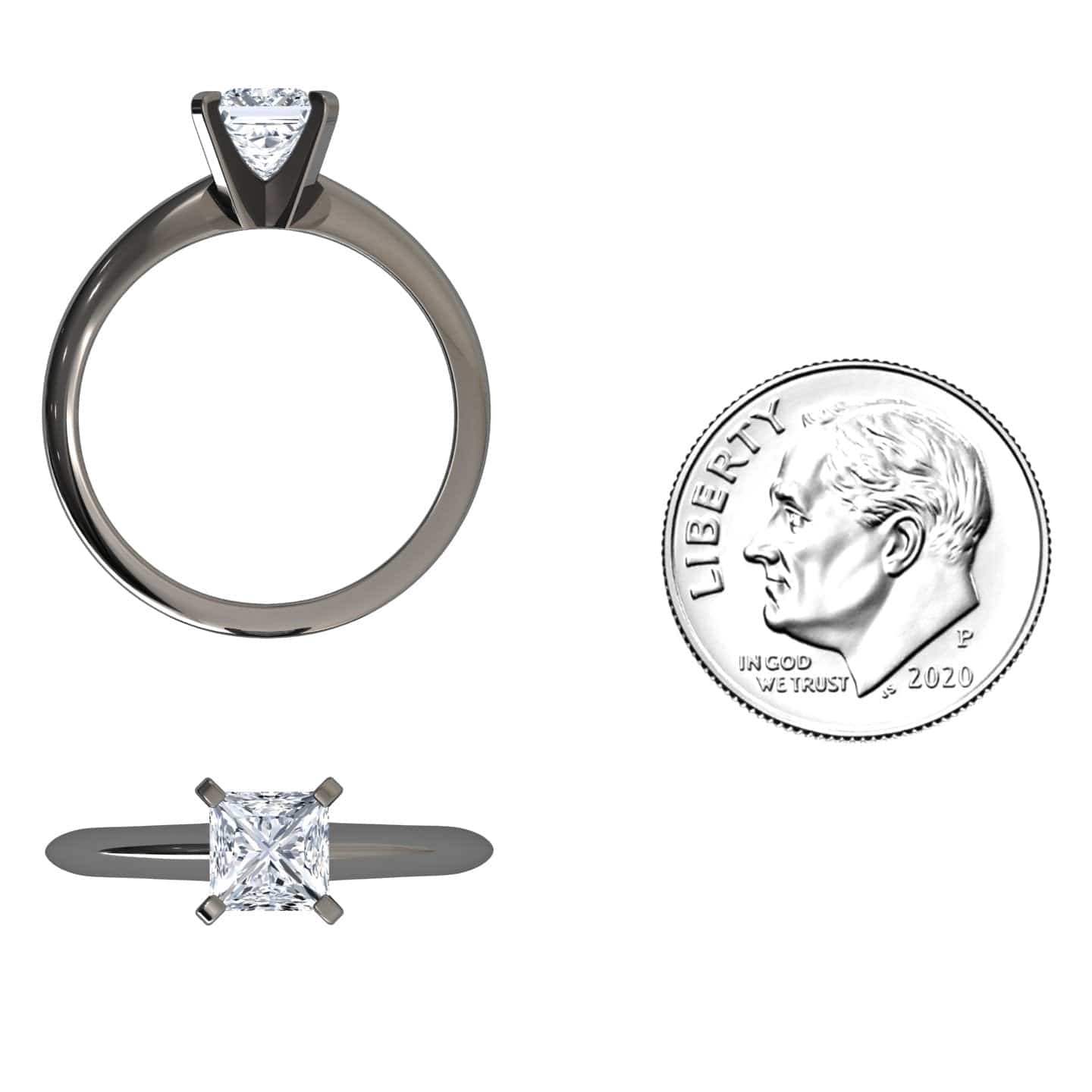 White Diamond Knife Edge Solitaire Engagement Ring - Peizhi