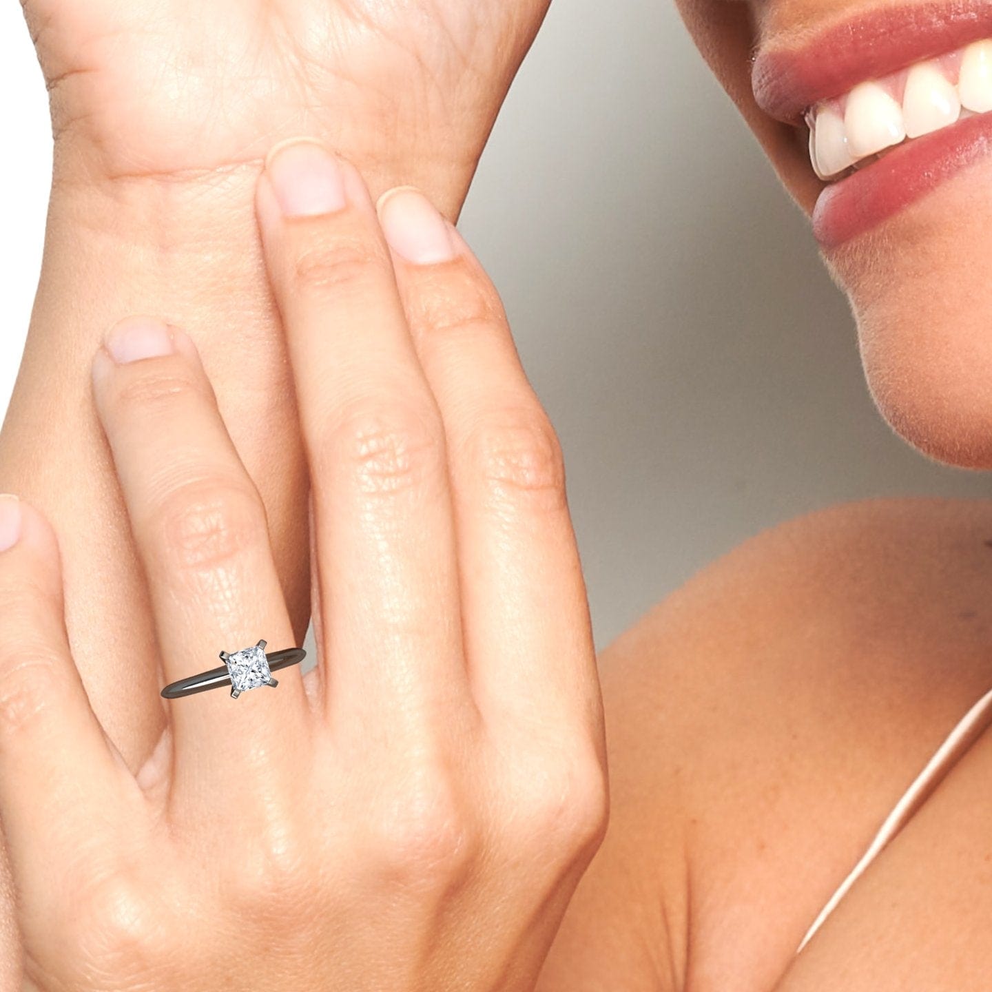 White Diamond Knife Edge Solitaire Engagement Ring - Peizhi