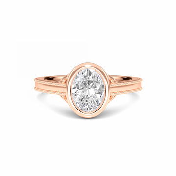 White Diamond Bezel Set Solitaire Engagement Ring - Natalie