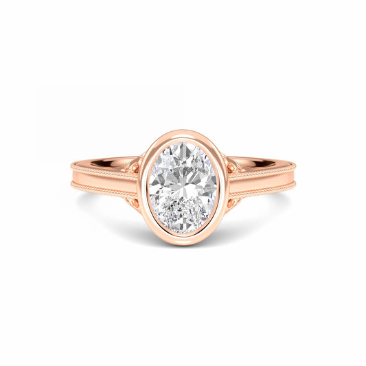 White Diamond Bezel Set Solitaire Engagement Ring - Natalie