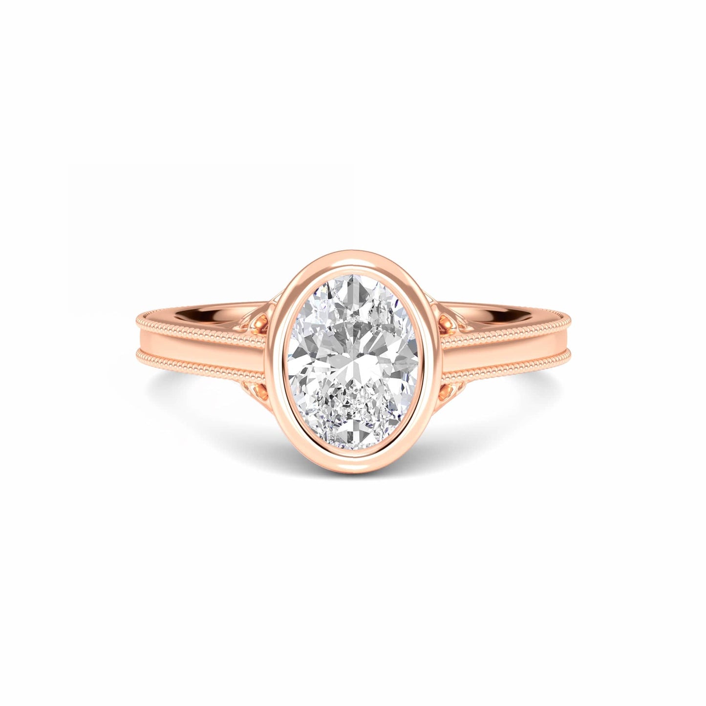 White Diamond Bezel Bridal Set Solitaire Engagement Ring - Lijia