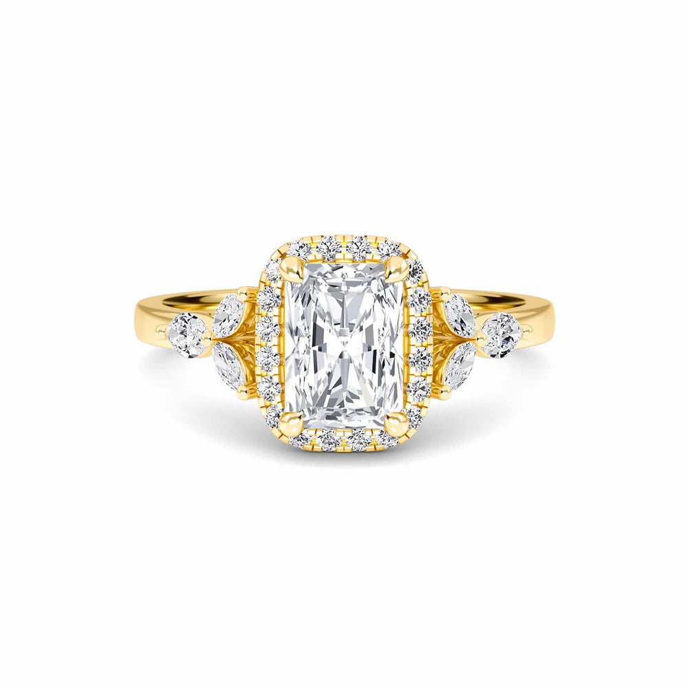 White Diamond Unique Marquise Accent Halo Engagement Ring