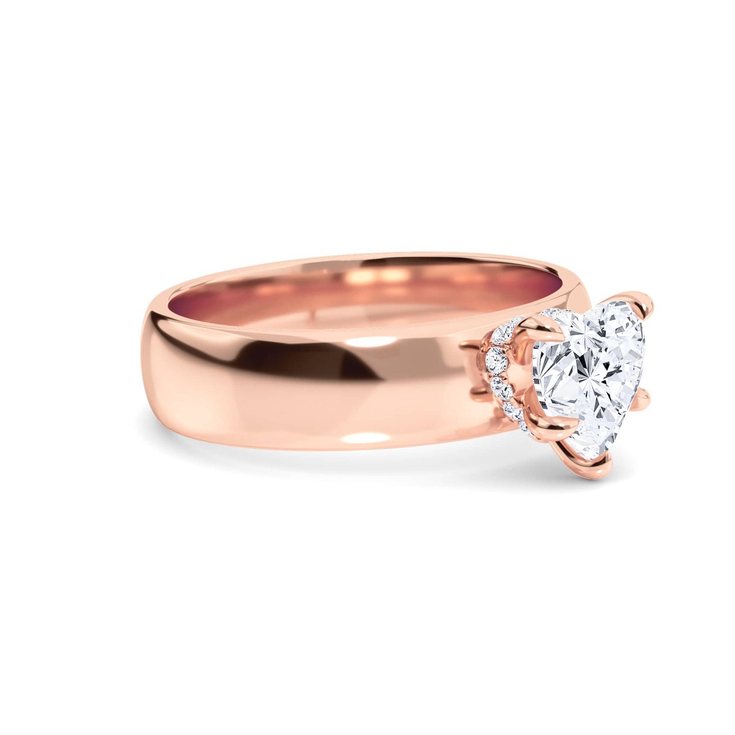 White Diamond Hidden Halo Solitaire Engagement Ring - Aubrey