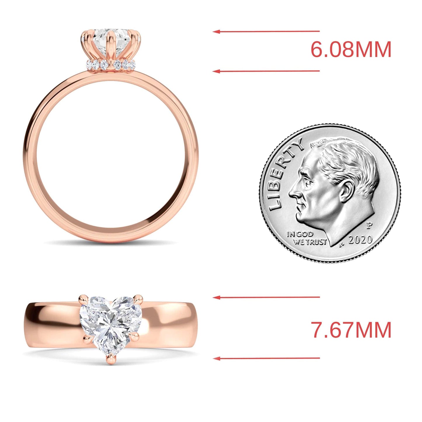 White Diamond Hidden Halo Solitaire Engagement Ring - Aubrey