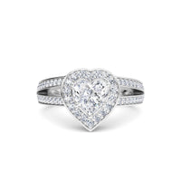 White Diamond Halo Split Shank Engagement Ring - Zoey