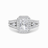 White Diamond Milgrain Halo Engagement Ring - Palmer