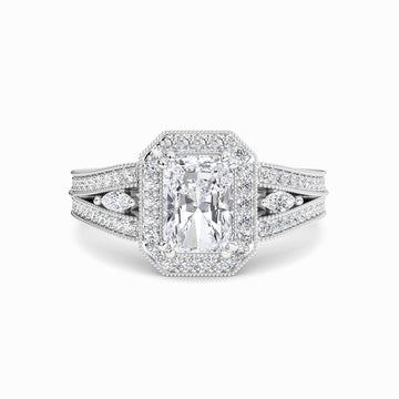 White Diamond Milgrain Halo Engagement Ring - Palmer