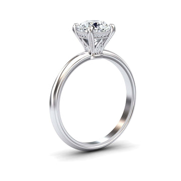 White Diamond Vintage Crown Basket Solitaire Engagement Ring - Charu