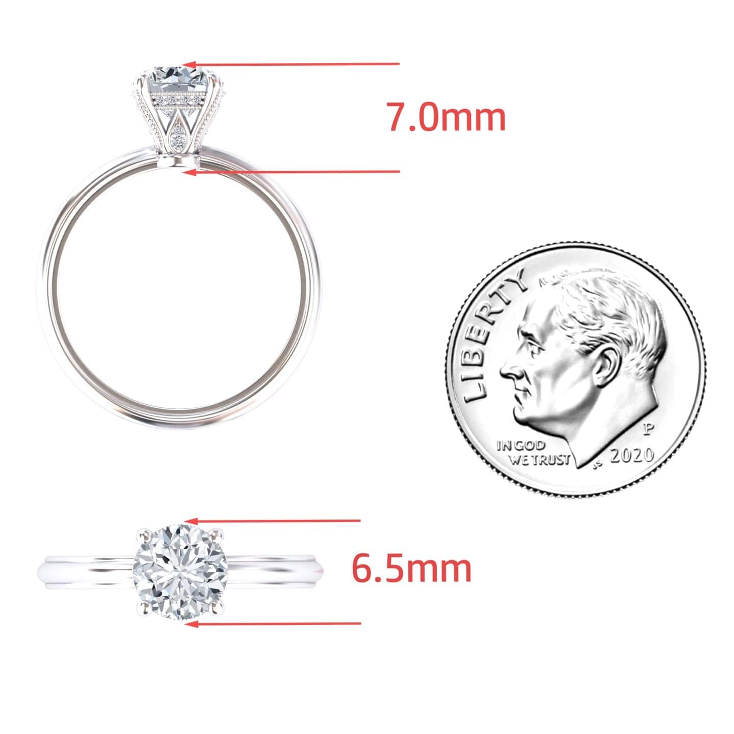 White Diamond Vintage Crown Basket Solitaire Engagement Ring - Charu