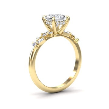White Diamond Hidden Halo Accent Engagement Ring - Leilani