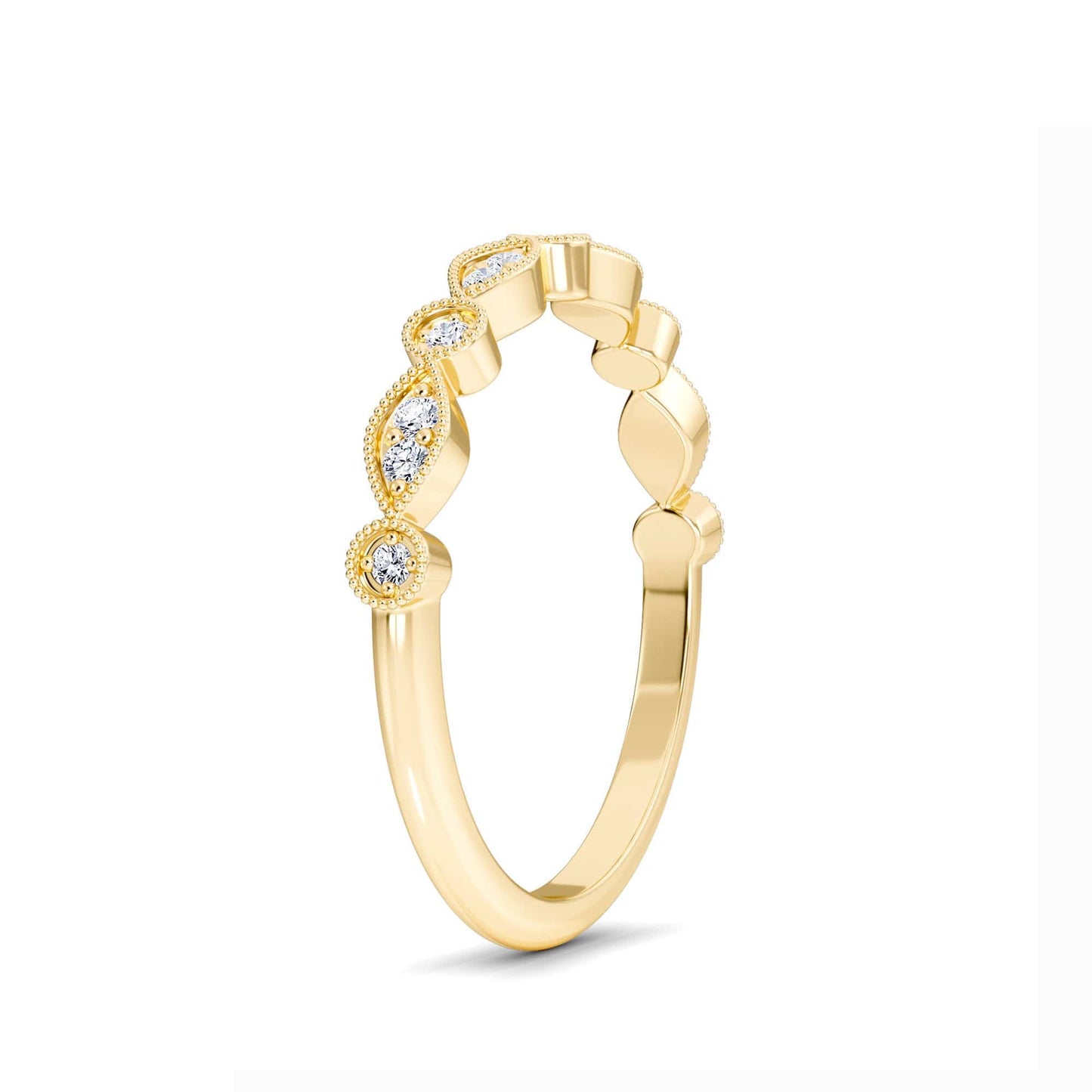 White Diamond Twisted Milgrain Accented Bridal Engagement Ring - Willa