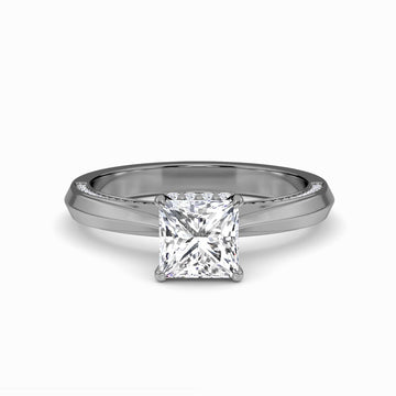 White Diamond Hidden Pave Crown Solitaire Engagement Ring - Haven