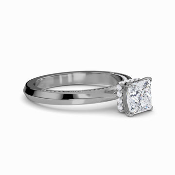 White Diamond Hidden Pave Crown Solitaire Engagement Ring - Haven