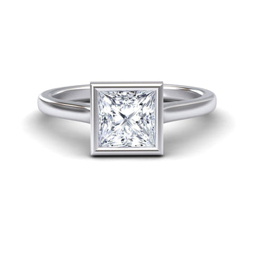 White Diamond Bezel-Set Solitaire Engagement Ring - Mariah