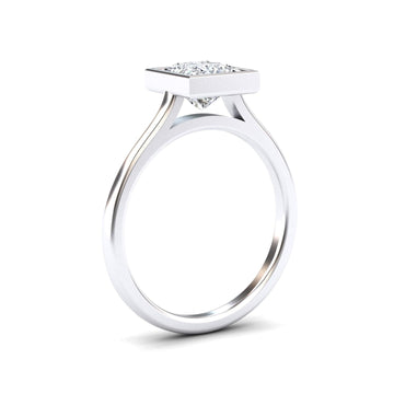 White Diamond Bezel-Set Solitaire Engagement Ring - Mariah
