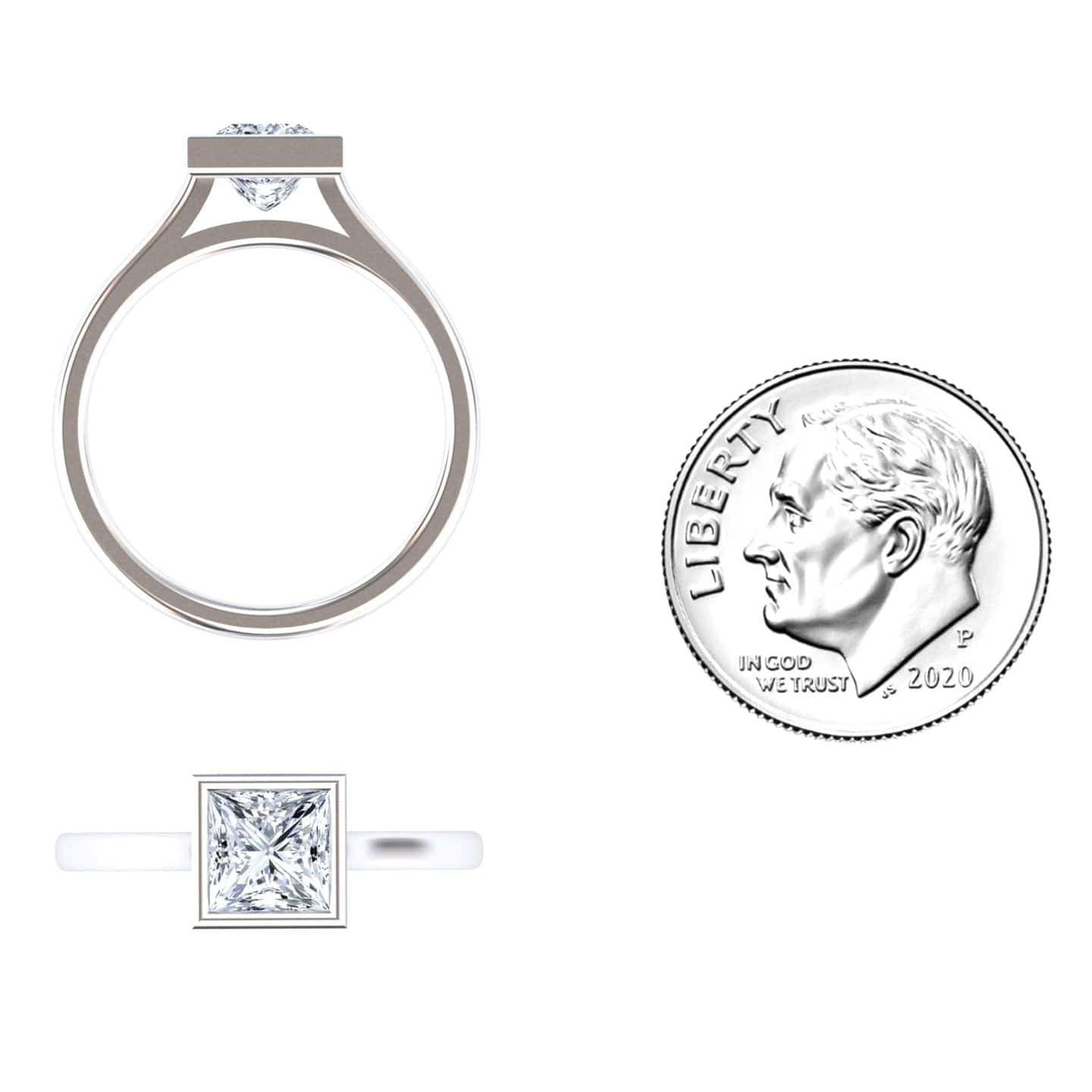 White Diamond Bezel-Set Solitaire Engagement Ring - Mariah
