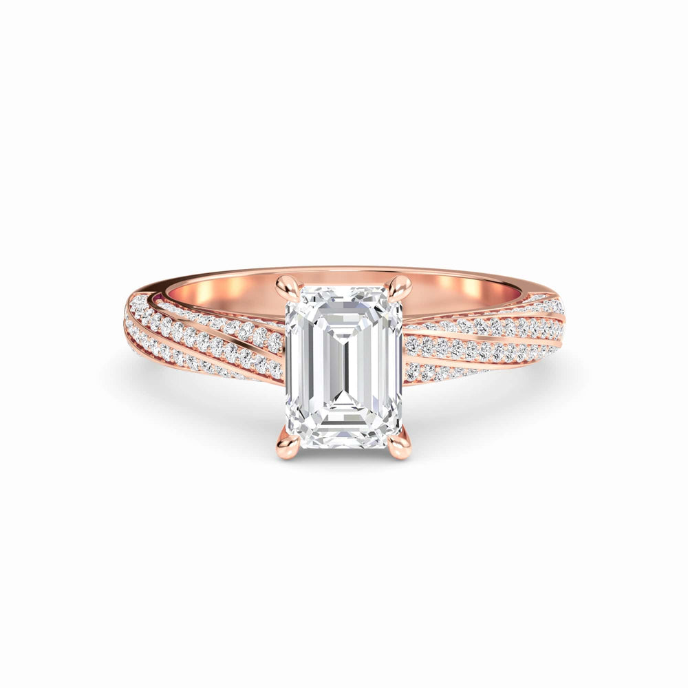 White Diamond Triple Pave Crossover Engagement Ring