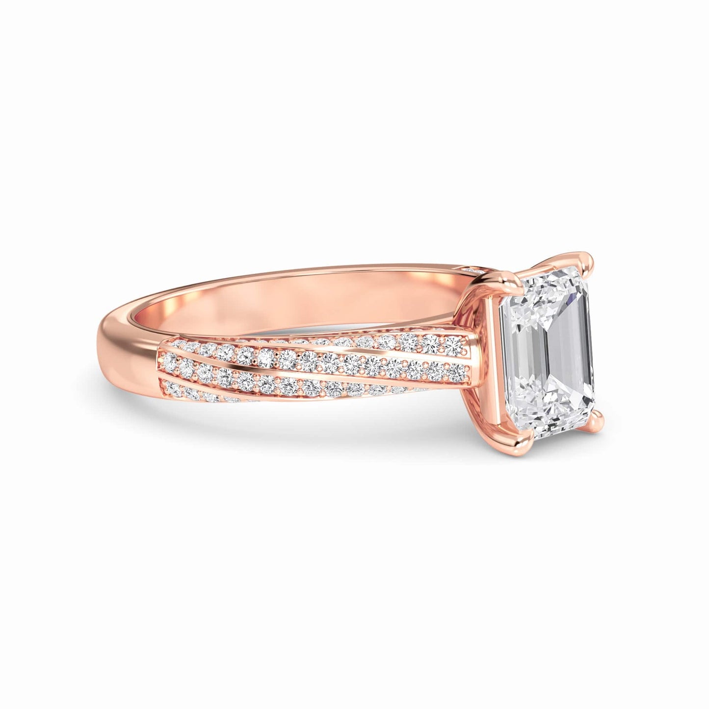 White Diamond Triple Pave Crossover Engagement Ring - Skylar
