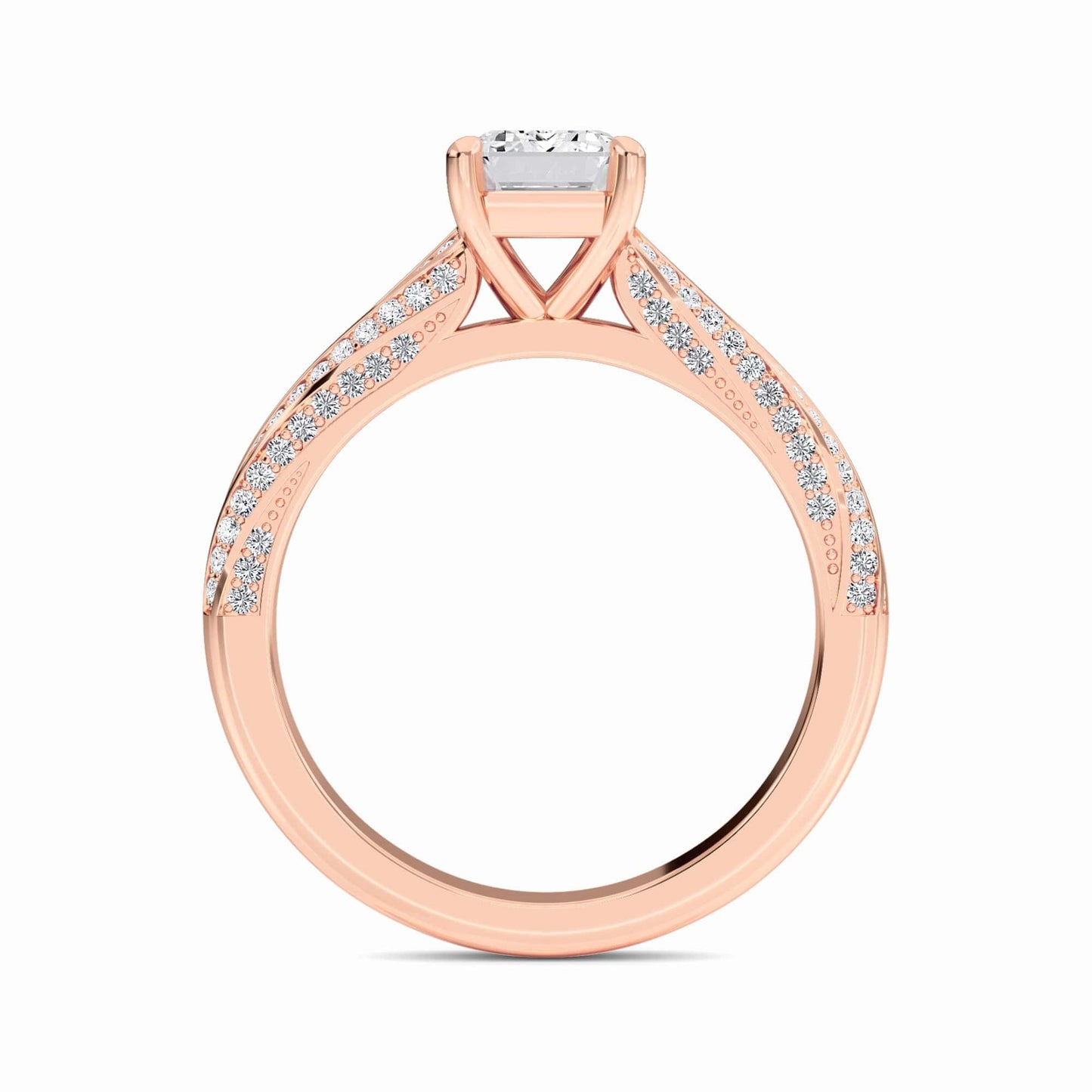 White Diamond Triple Pave Crossover Engagement Ring - Skylar