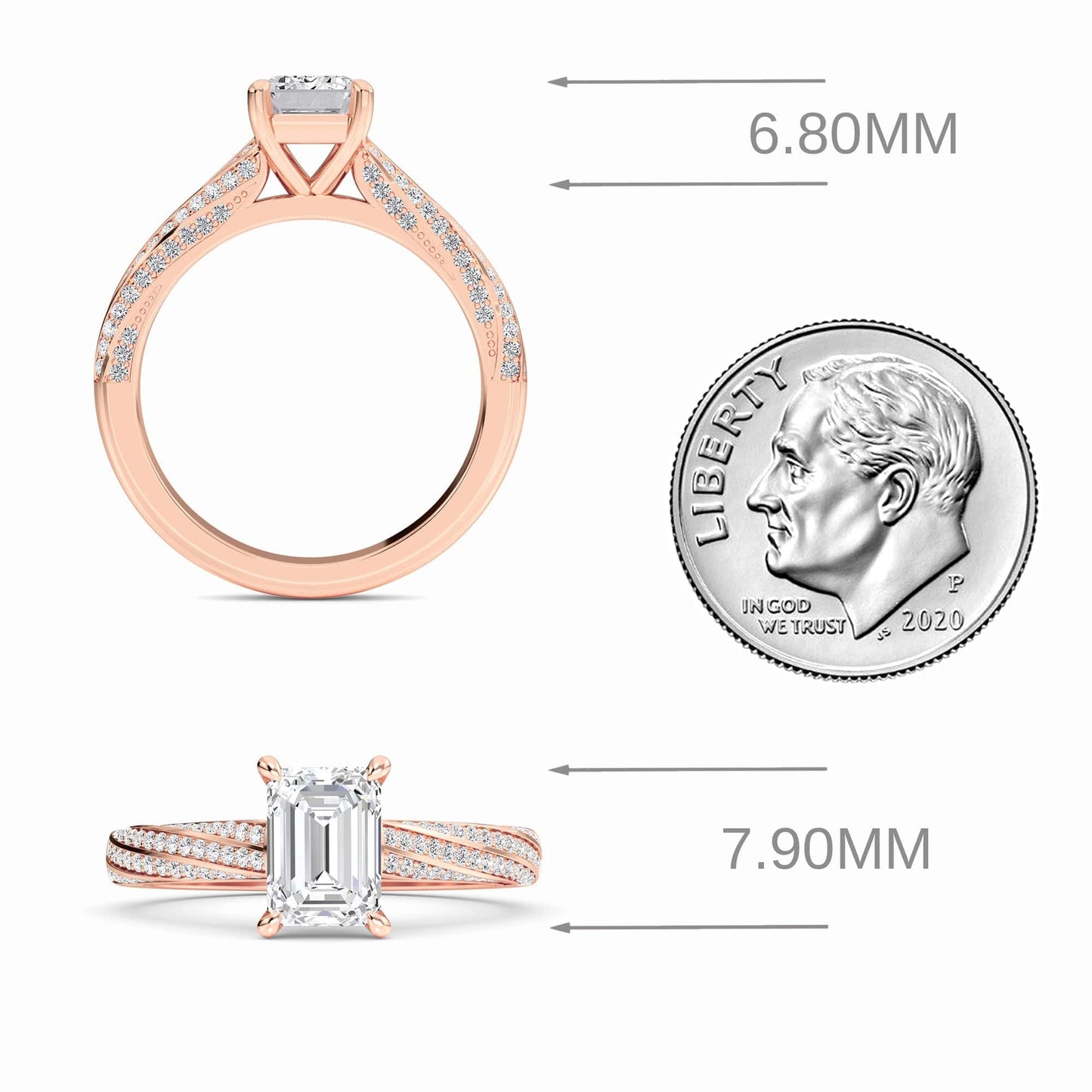 White Diamond Triple Pave Crossover Engagement Ring - Skylar