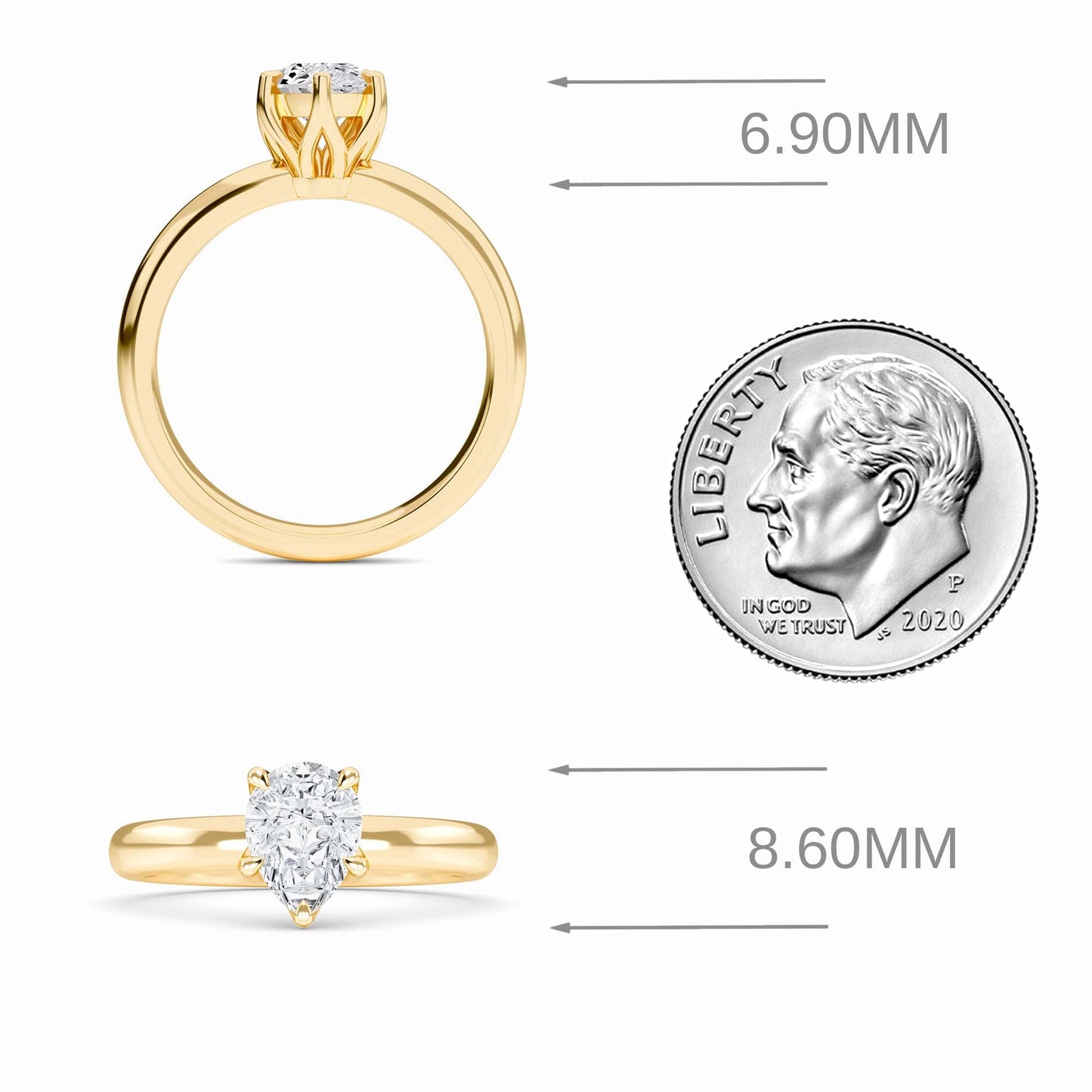 White Diamond Classic 6-Prong Solitaire Engagement Ring - Leonie