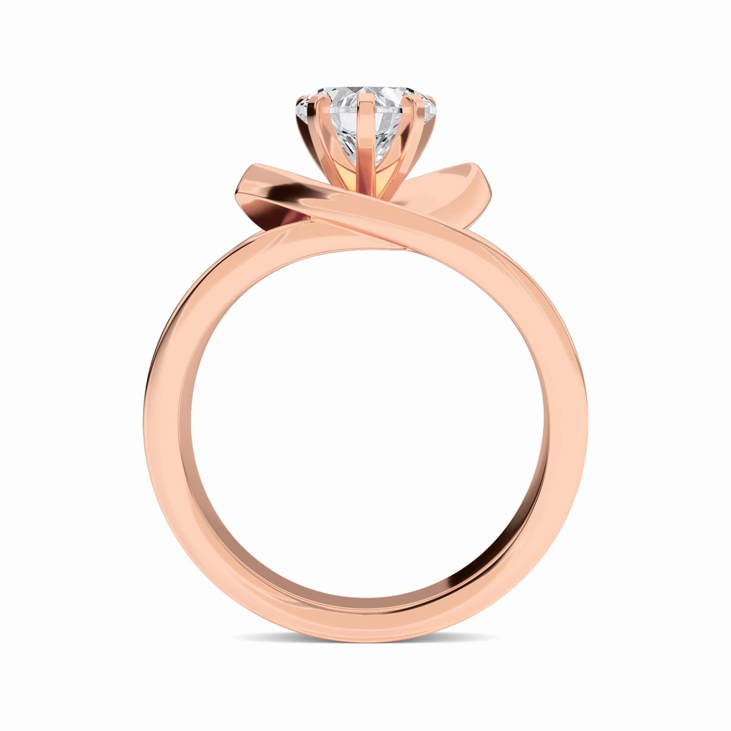 White Diamond Twist Solitaire Engagement Ring - Octavia