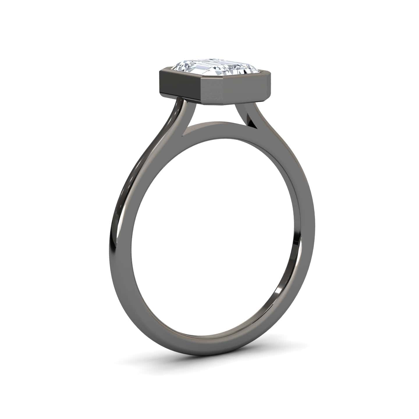 White Diamond Bezel-Set Solitaire Engagement Ring - Lixue