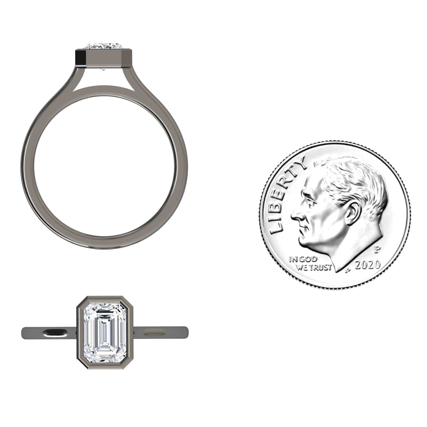 White Diamond Bezel-Set Solitaire Engagement Ring - Lixue