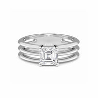White Diamond Triple Band Solitaire Engagement Ring - Ekta