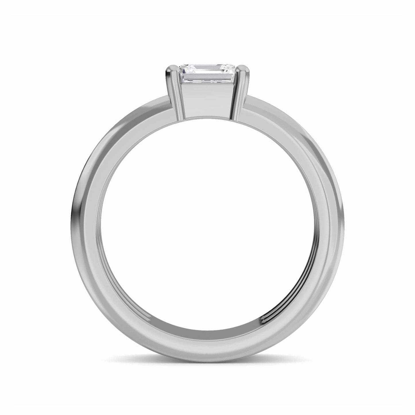 White Diamond Triple Band Solitaire Engagement Ring - Ekta