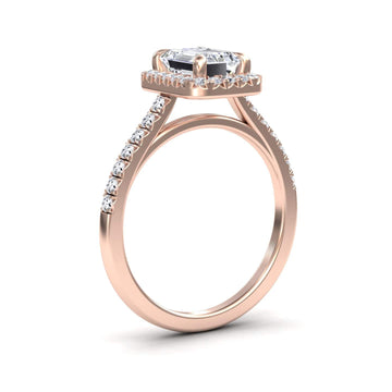 White Diamond Eternal Grace Halo Pave Accent Engagement Ring - Qingling