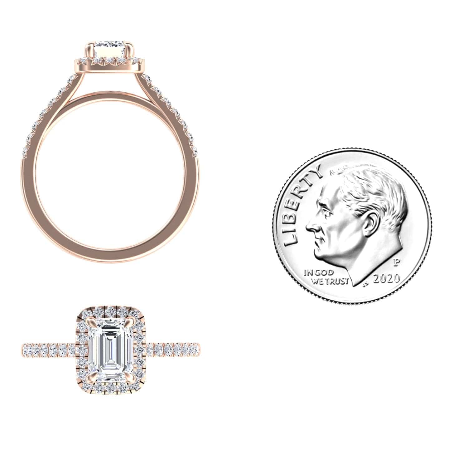 White Diamond Eternal Grace Halo Pave Accent Engagement Ring - Qingling