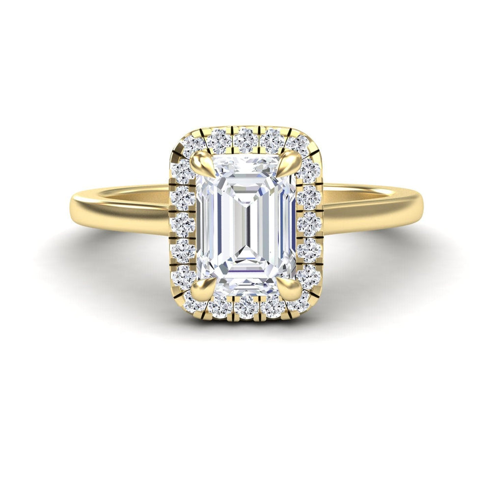 White diamond halo sleek pave band engagement ring