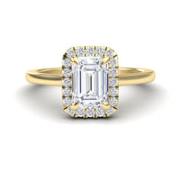 White Diamond Halo Sleek Pave Band Engagement Ring - Mariana