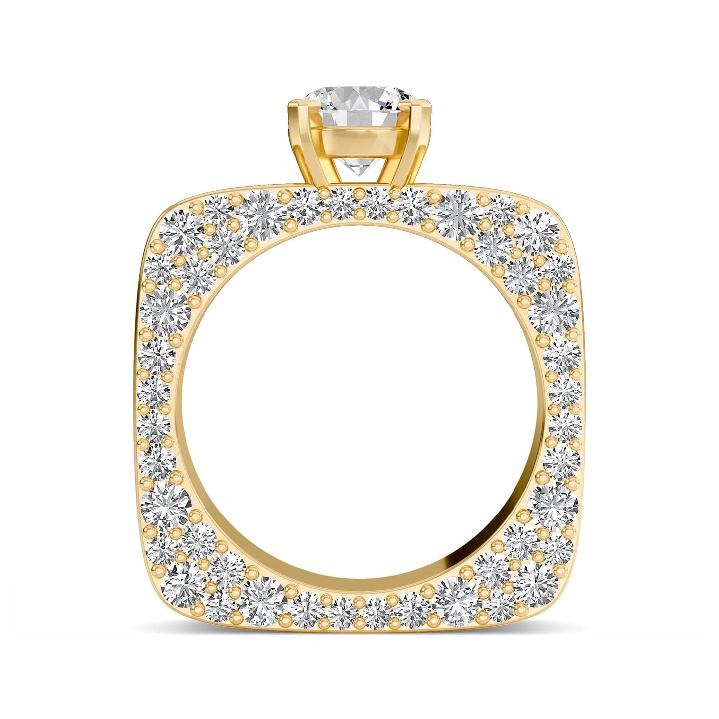 White Diamond Pave Set Wide Band Engagement Ring - Estrella