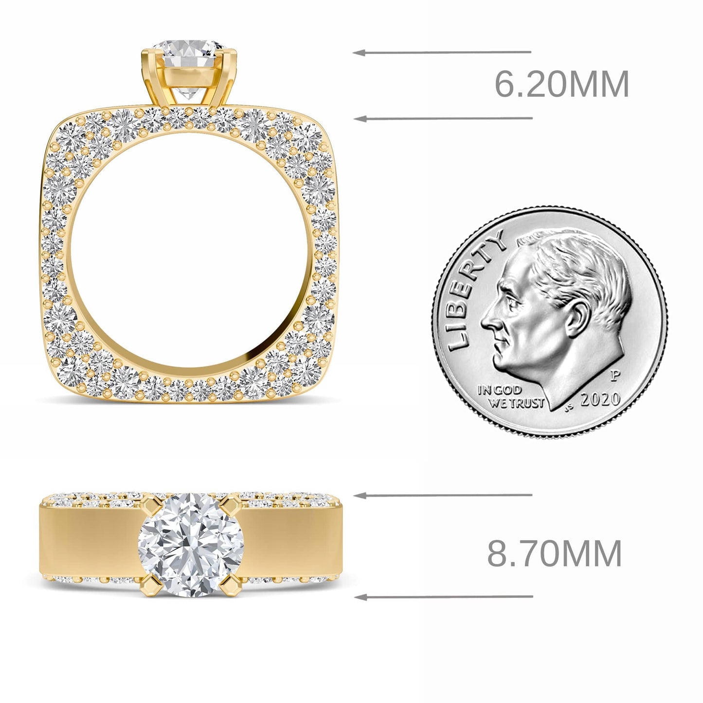 White Diamond Pave Set Wide Band Engagement Ring - Estrella