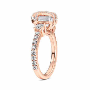 White Diamond Criss-Cross Halo Three-Stone Engagement Ring - Tisha