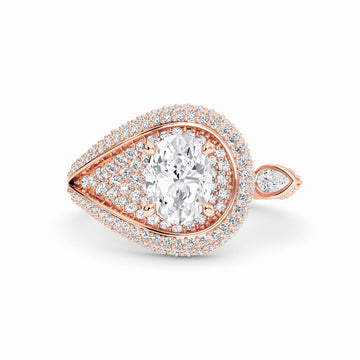 White Diamond Swirl Pave Accented Engagement Ring - Marisol