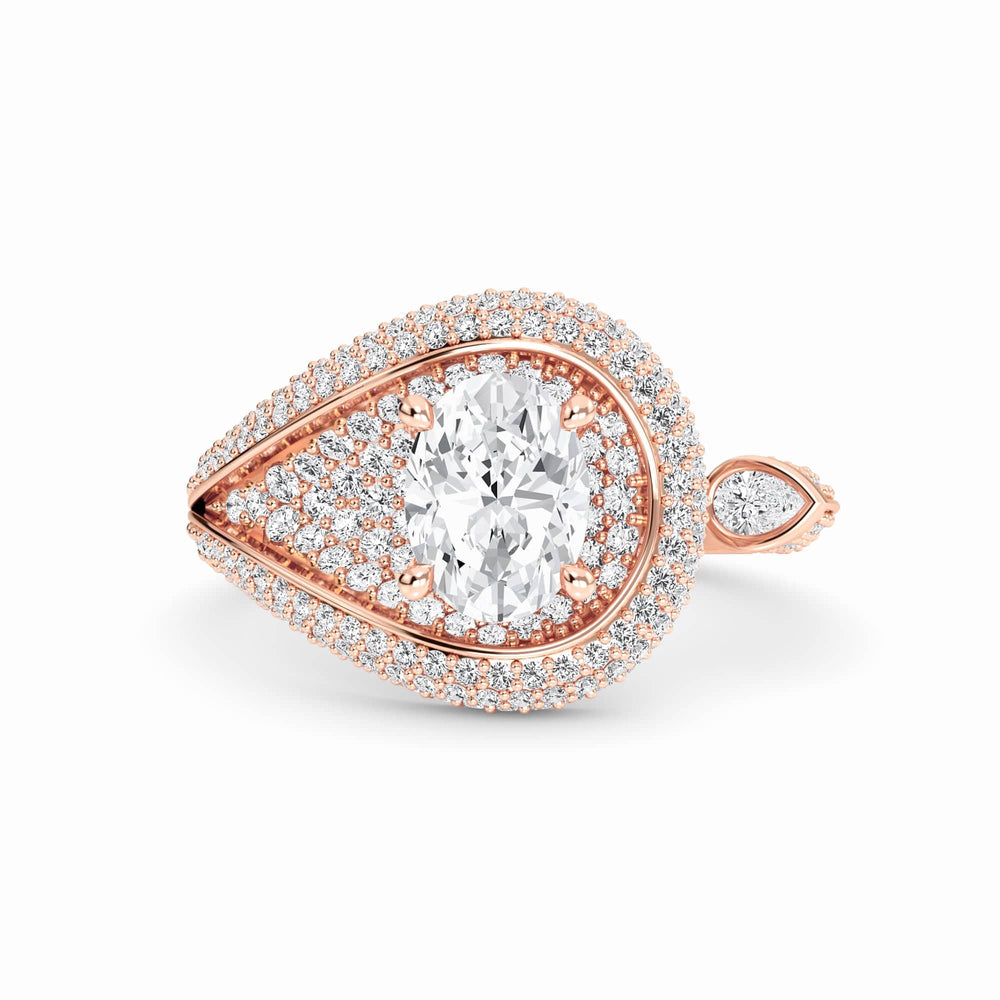 White Diamond Swirl Pave Accented Engagement Ring