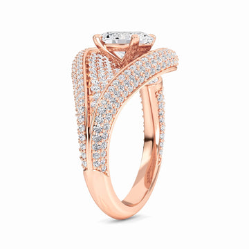 White Diamond Swirl Pave Accented Engagement Ring - Marisol