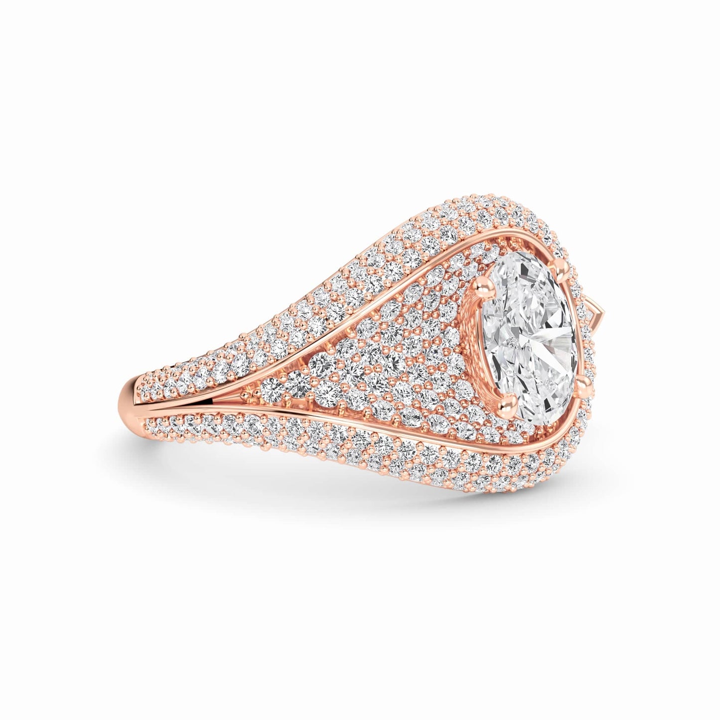 White Diamond Swirl Pave Accented Engagement Ring - Marisol