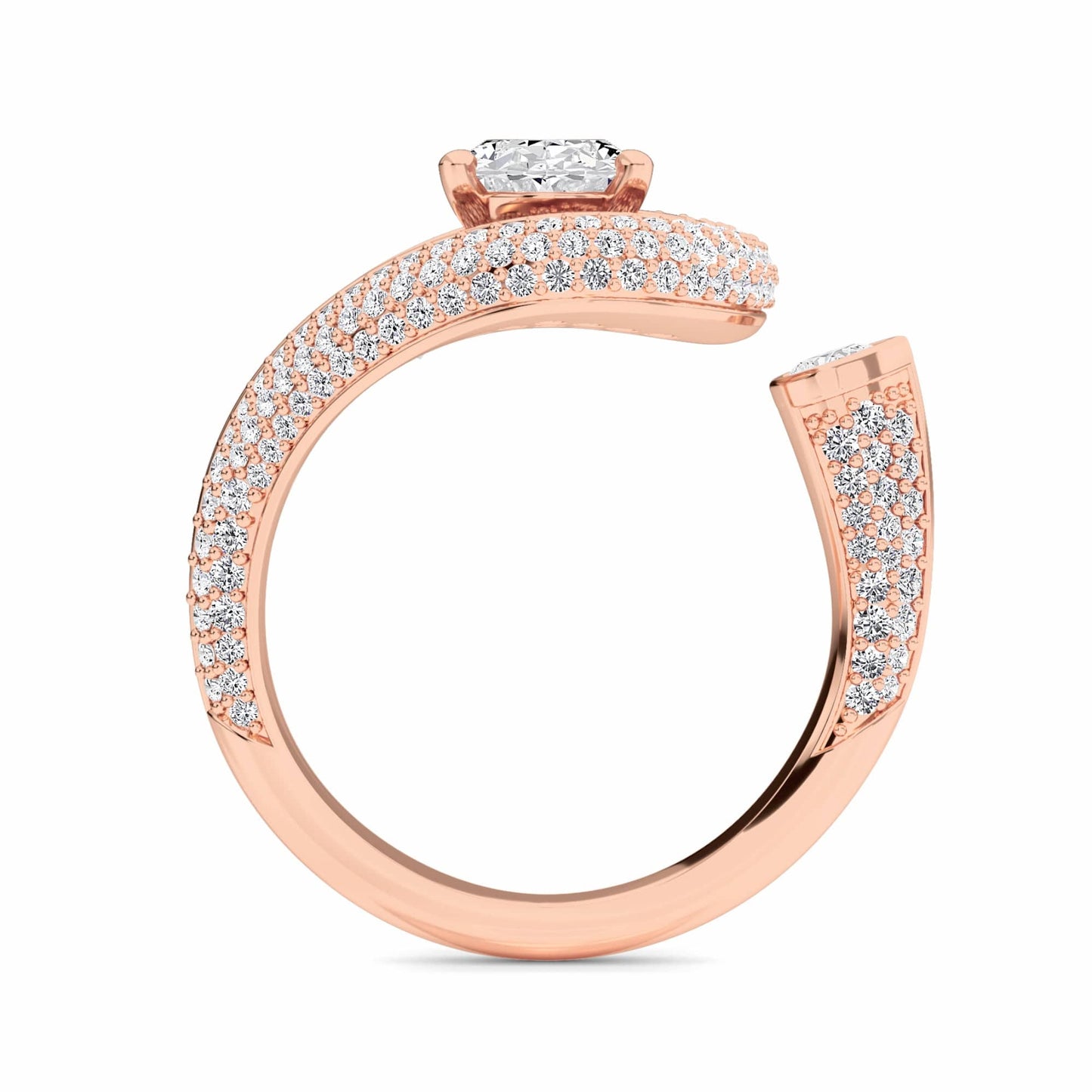 White Diamond Swirl Pave Accented Engagement Ring - Marisol