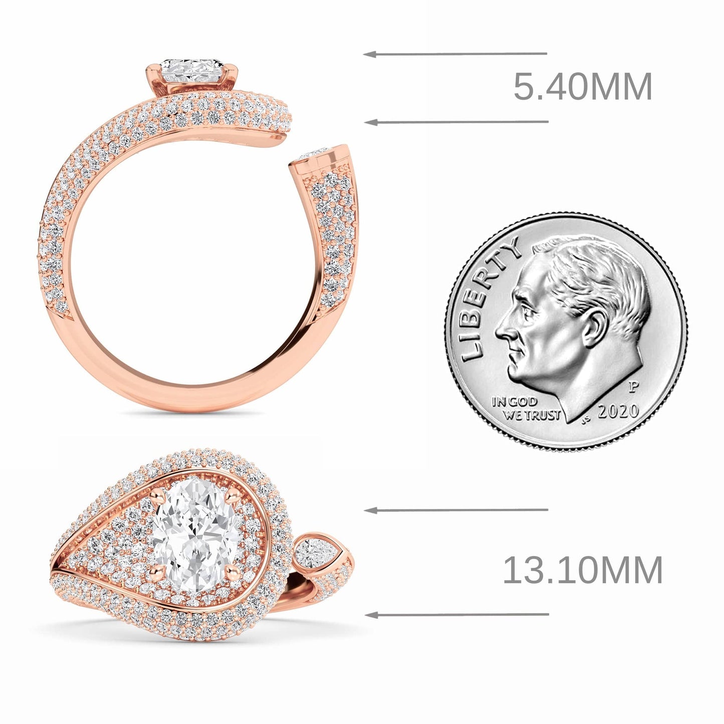 White Diamond Swirl Pave Accented Engagement Ring - Marisol