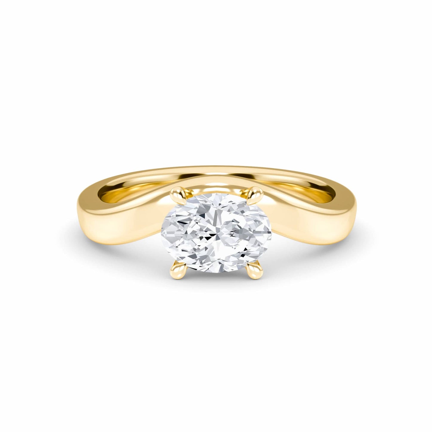 White Diamond Swirl Solitaire Engagement Ring - Chhavi