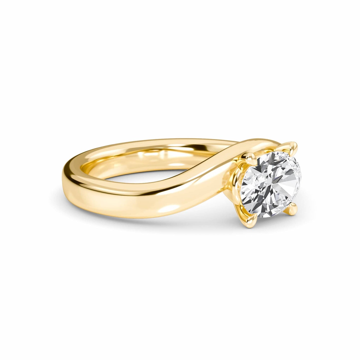 White Diamond Swirl Solitaire Engagement Ring - Chhavi
